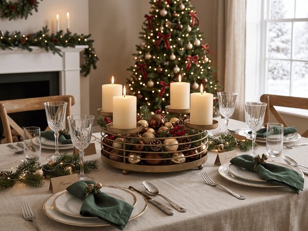 Fém adventi gyertyatartó GOLDEN ADVENT 32 cm, arany