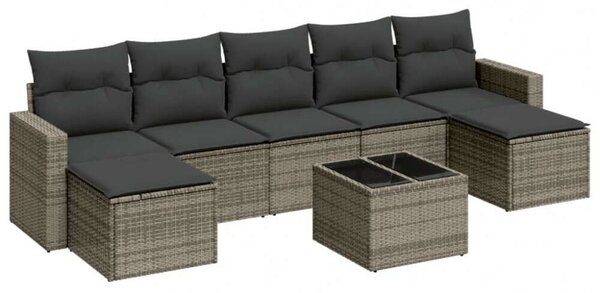 VidaXL Polyrattan Kerti Ülőgarnitúra - 8 részes - Szürke