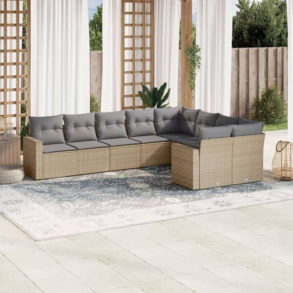 VidaXL Polyrattan Kerti Ülőgarnitúra - 9 részes - Bézs