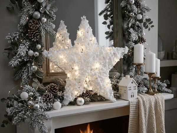 Karácsonyi dekoráció FROSTELLE csillag LED világítással 38 cm, fehér
