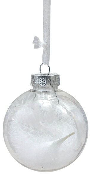 12 db-os karácsonyi dísz szett WHITE FEATHER 9 cm, fehér