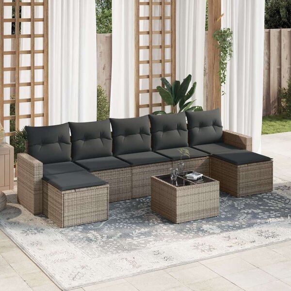 VidaXL Polyrattan Kerti Ülőgarnitúra - 8 részes - Szürke