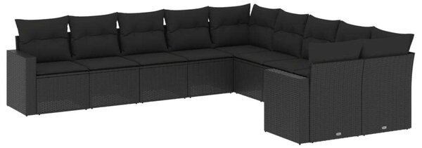 VidaXL Polyrattan Kerti Ülőgarnitúra - 10 részes - Fekete