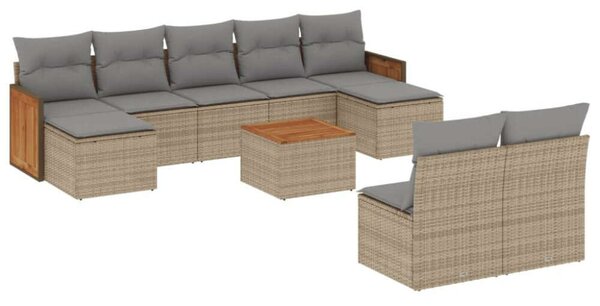 VidaXL Polyrattan Kerti Ülőgarnitúra - 10 részes - Bézs