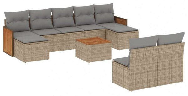 VidaXL Polyrattan Kerti Ülőgarnitúra - 10 részes - Bézs