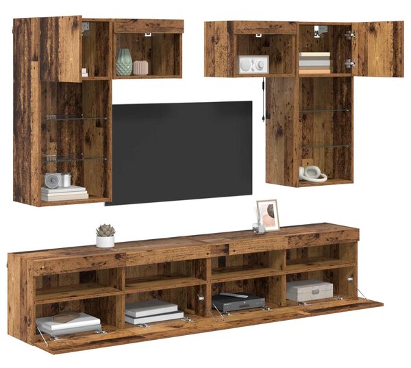VidaXL TV Fali Egységek 6 pcs Fekete tölgy 100 x 30 x 40 cm Faanyag
