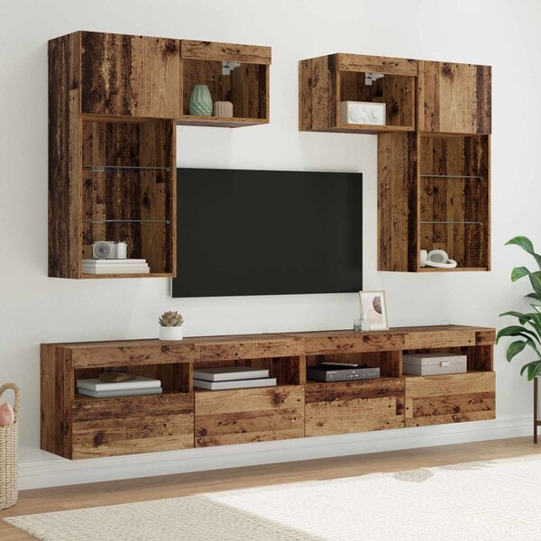 VidaXL TV Fali Egységek 6 pcs Fekete tölgy 100 x 30 x 40 cm Faanyag