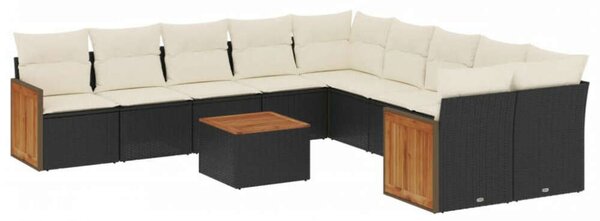 VidaXL Polyrattan Kerti Ülőgarnitúra - 11 részes - Fekete