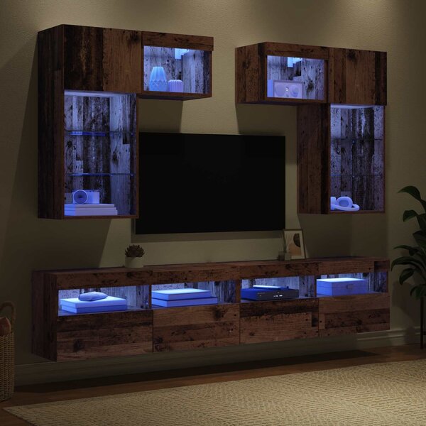 VidaXL TV Fali Egységek 6 pcs Fekete tölgy 100 x 30 x 40 cm Faanyag
