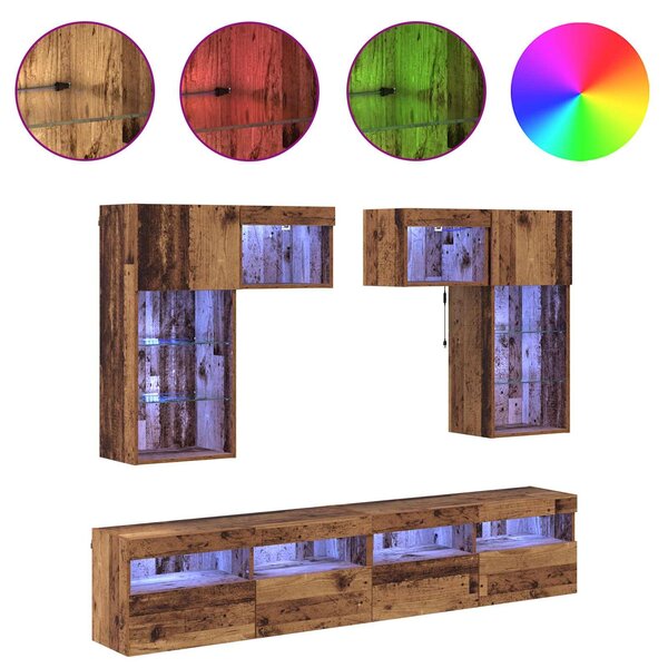 VidaXL TV Fali Egységek 6 pcs Fekete tölgy 100 x 30 x 40 cm Faanyag