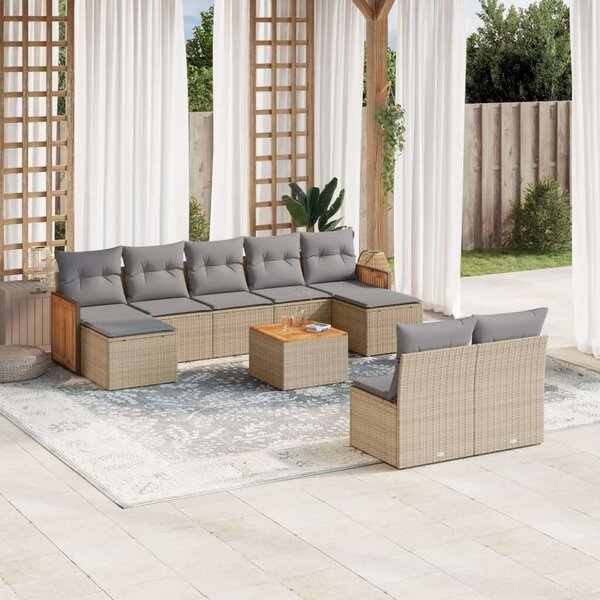 VidaXL Polyrattan Kerti Ülőgarnitúra - 10 részes - Bézs