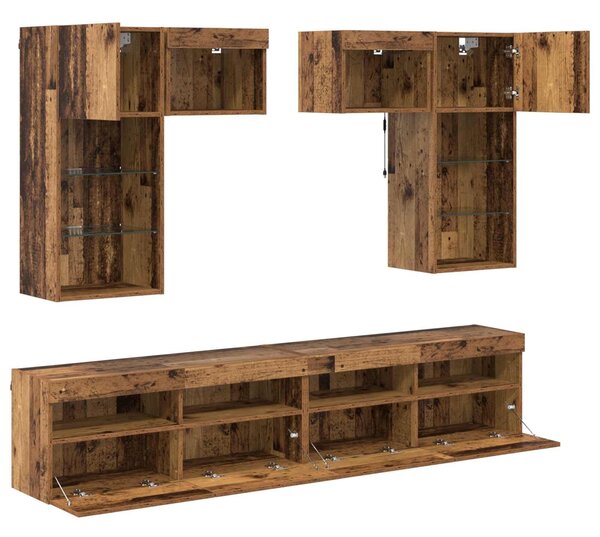VidaXL TV Fali Egységek 6 pcs Fekete tölgy 100 x 30 x 40 cm Faanyag