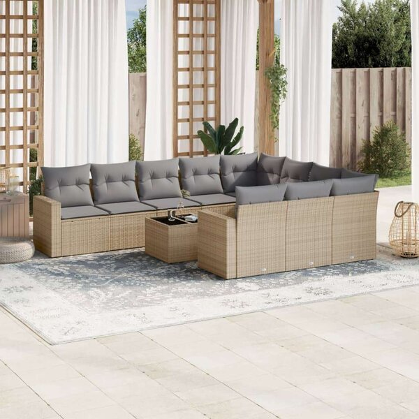 VidaXL Polyrattan Kerti Ülőgarnitúra - 11 részes - Bézs