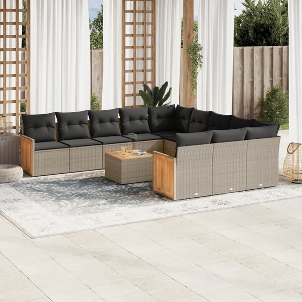 VidaXL Polyrattan Kerti Ülőgarnitúra - 12 részes - Szürke