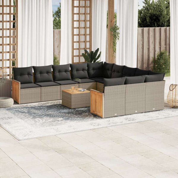 VidaXL Polyrattan Kerti Ülőgarnitúra - 12 részes - Szürke
