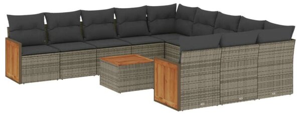 VidaXL Polyrattan Kerti Ülőgarnitúra - 12 részes - Szürke