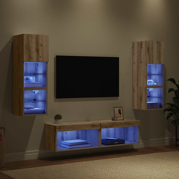 VidaXL ` LED -es lámpákkal 6 pcs Artisan tölgy Faanyag