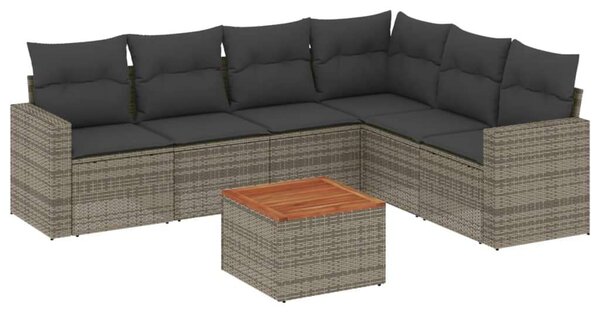 VidaXL Polyrattan Kerti Ülőgarnitúra - 7 részes - Szürke