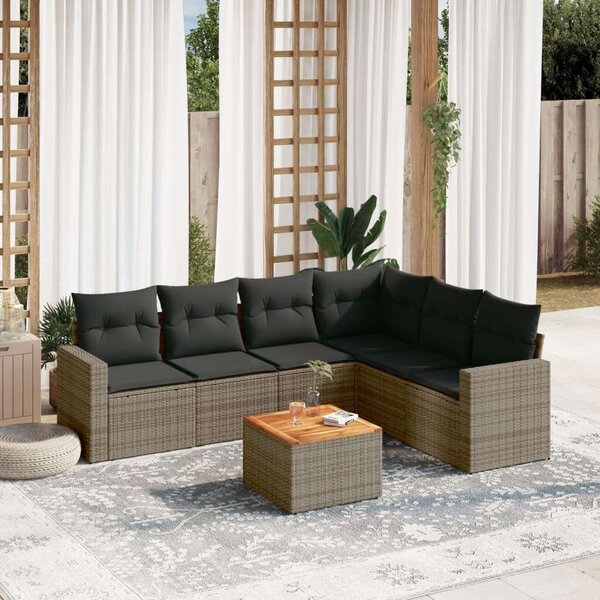 VidaXL Polyrattan Kerti Ülőgarnitúra - 7 részes - Szürke