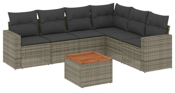 VidaXL Polyrattan Kerti Ülőgarnitúra - 7 részes - Szürke