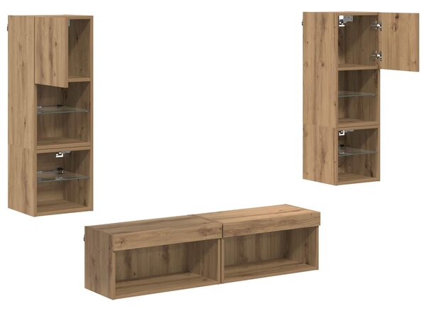VidaXL ` LED -es lámpákkal 6 pcs Artisan tölgy Faanyag