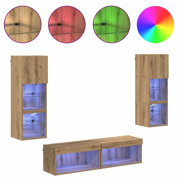 VidaXL ` LED -es lámpákkal 6 pcs Artisan tölgy Faanyag