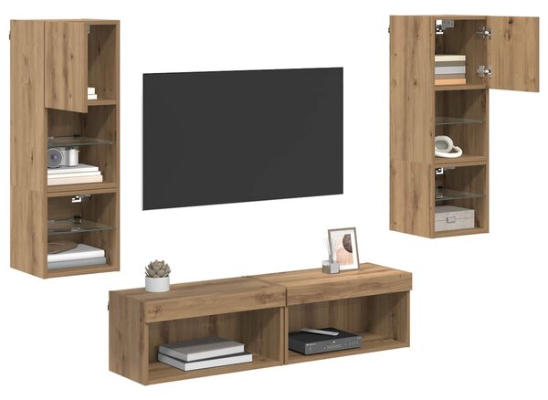 VidaXL ` LED -es lámpákkal 6 pcs Artisan tölgy Faanyag