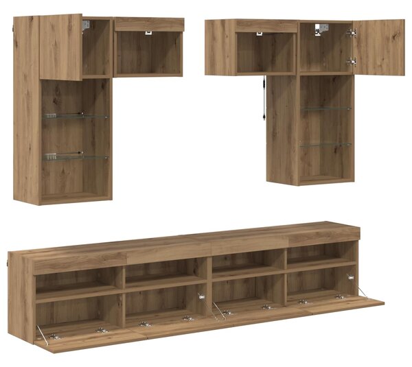 VidaXL TV Fali Egységek 6 pcs Öreg fa 100 x 30 x 40 cm Faanyag