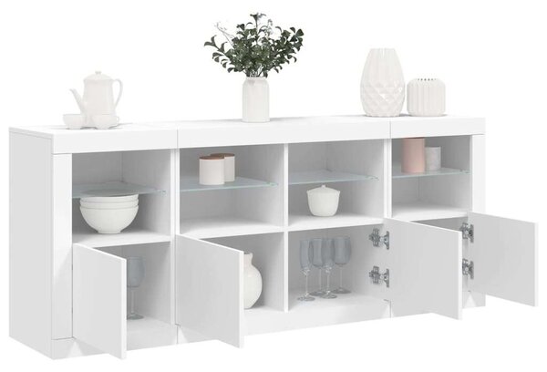 VidaXL LED-es Tálalószekrény - Fehér - 163cm
