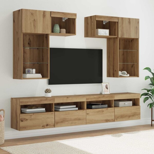 VidaXL TV Fali Egységek 6 pcs Öreg fa 100 x 30 x 40 cm Faanyag