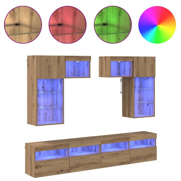 VidaXL TV Fali Egységek 6 pcs Öreg fa 100 x 30 x 40 cm Faanyag