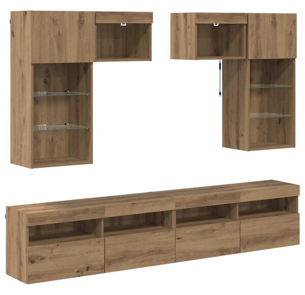 VidaXL TV Fali Egységek 6 pcs Öreg fa 100 x 30 x 40 cm Faanyag