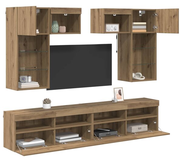 VidaXL TV Fali Egységek 6 pcs Öreg fa 100 x 30 x 40 cm Faanyag