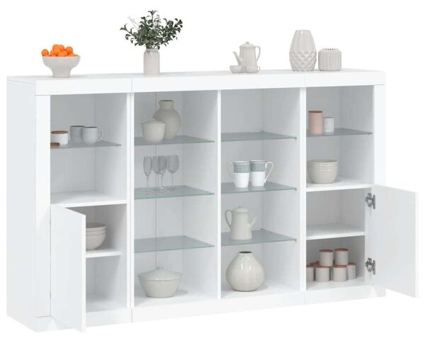 VidaXL Fehér LED-es Tálalószekrény - 163cm