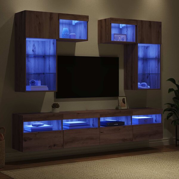VidaXL TV Fali Egységek 6 pcs Öreg fa 100 x 30 x 40 cm Faanyag