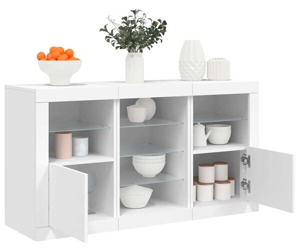 VidaXL LED Tálalószekrény - Fehér - 123x37x67 cm