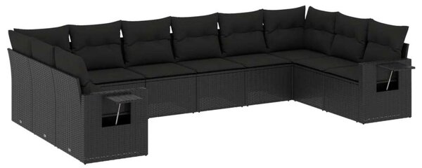VidaXL Polyrattan Kerti Ülőgarnitúra - 10 részes - Fekete