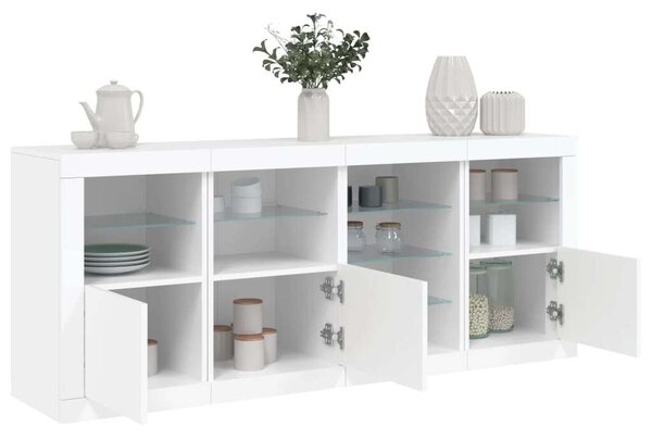 VidaXL LED-es Tálalószekrény - Fehér - 164cm