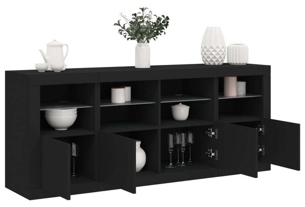 VidaXL fekete tálalószekrény LED-világítással 163 x 37 x 67 cm
