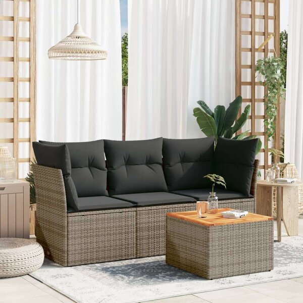 VidaXL Polyrattan Kerti Ülőgarnitúra - 4 részes - Szürke
