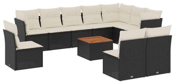 VidaXL Polyrattan Kerti Ülőgarnitúra - 11 részes - Fekete