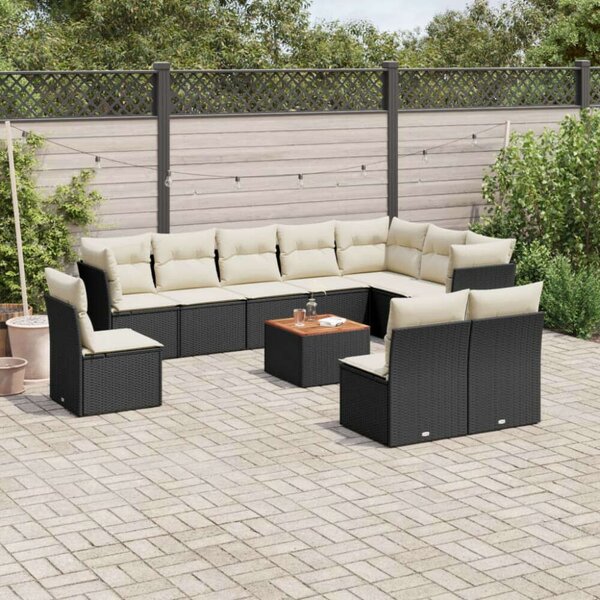 VidaXL Polyrattan Kerti Ülőgarnitúra - 11 részes - Fekete
