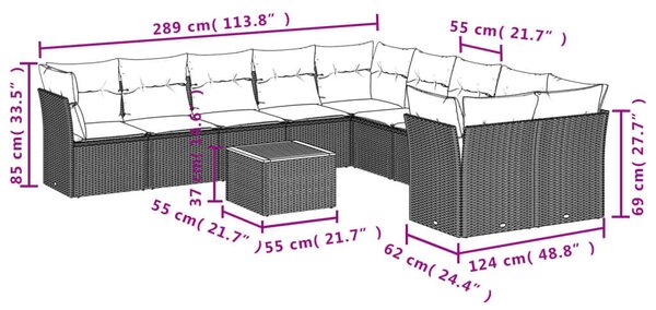 VidaXL Polyrattan Kerti Ülőgarnitúra - 11 részes - Bézs