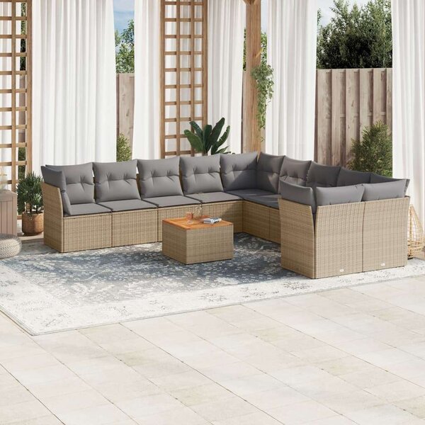 VidaXL Polyrattan Kerti Ülőgarnitúra - 11 részes - Bézs