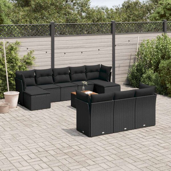 VidaXL Polyrattan Kerti Ülőgarnitúra - 11 részes - Fekete