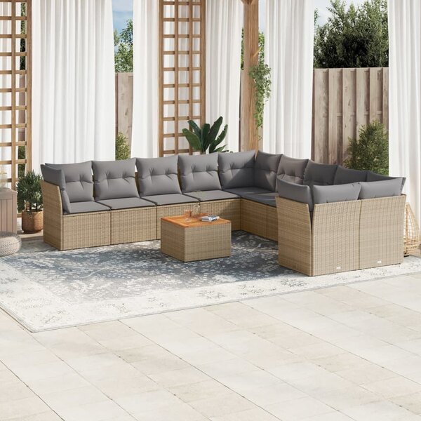 VidaXL Polyrattan Kerti Ülőgarnitúra - 11 részes - Bézs