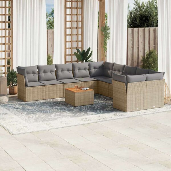 VidaXL Polyrattan Kerti Ülőgarnitúra - 11 részes - Bézs