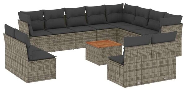 VidaXL Polyrattan Kerti Ülőgarnitúra - 13 részes - Szürke