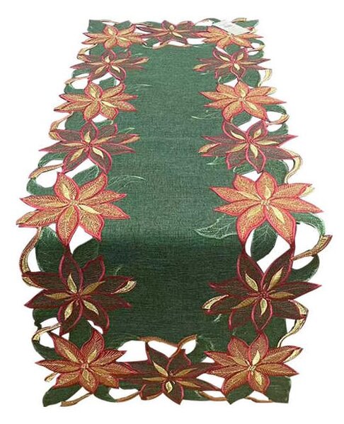 Mikulásvirág mintás karácsonyi asztali futó - 40x110 cm