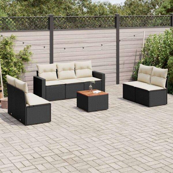 VidaXL Polyrattan Kerti Ülőgarnitúra - 8 részes - Fekete